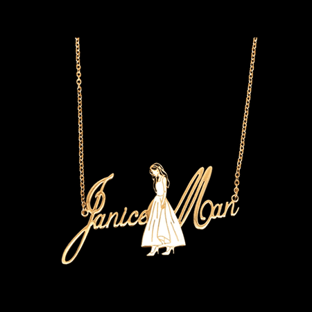 Custom made enamel girl figure pendant charm jewelry makers wholesale personalized 18k gold plated unique name plate necklaces manufacturers